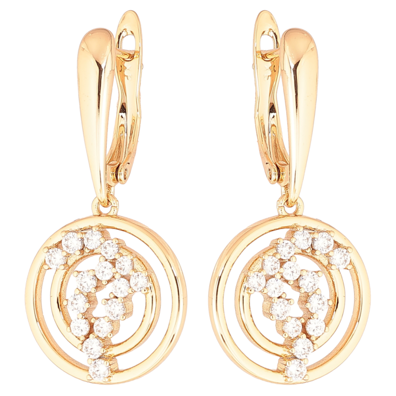 Сережки Xuping Позолота 18K англійський замок «Круглі підвіски з кристалами» фото №1