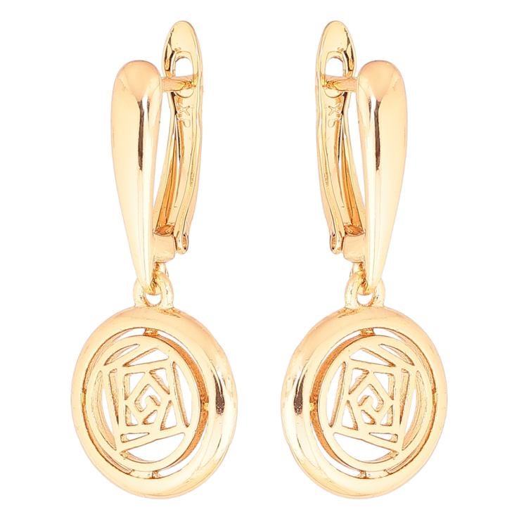 Серьги Xuping Позолота 18K английский замок Круглые подвески с резным узором фото №23