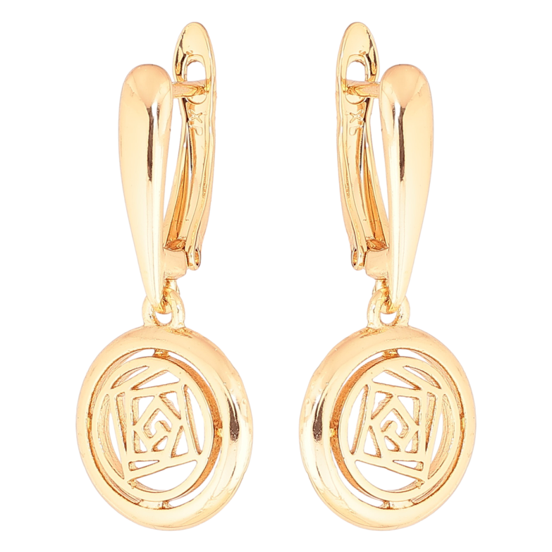 Серьги Xuping Позолота 18K английский замок Круглые подвески с резным узором фото №1