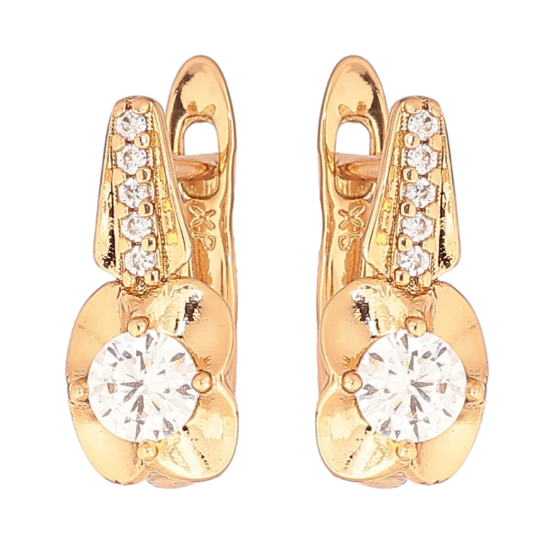 Сережки Xuping Позолота 18K англійський замок «Квіточки з кристалами» фото №1