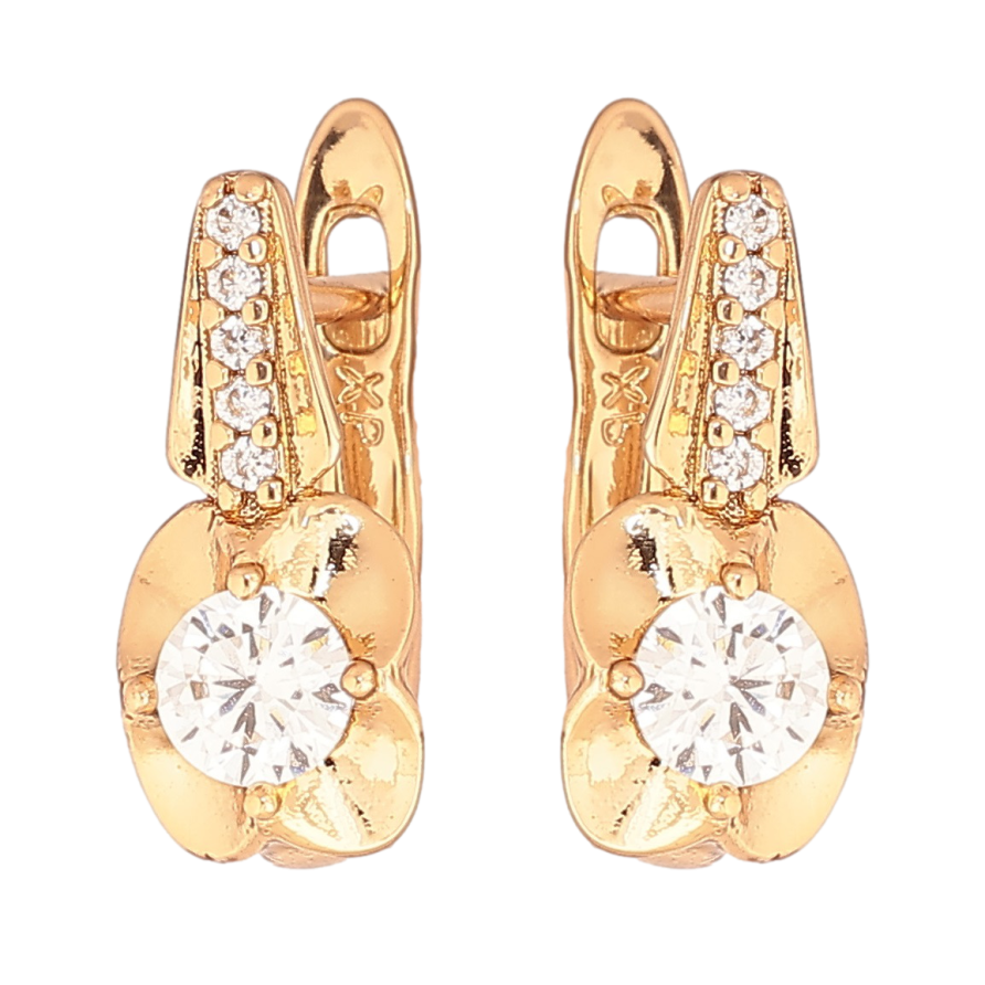 Серьги Xuping Позолота 18K английский замок Цветочки с кристаллами фото №1