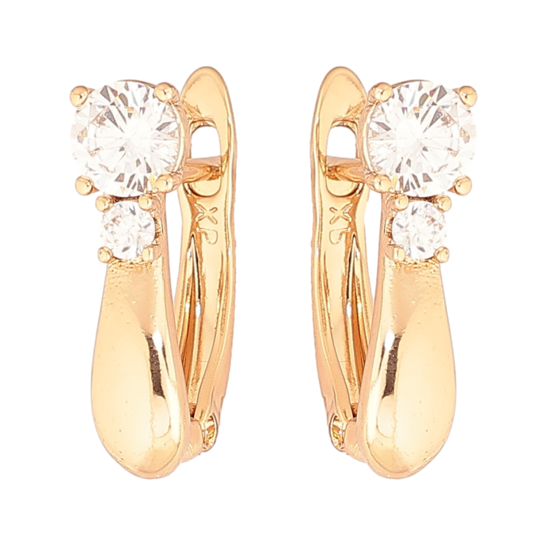 Серьги Xuping Позолота 18K английский замок Два кристалла фото №1