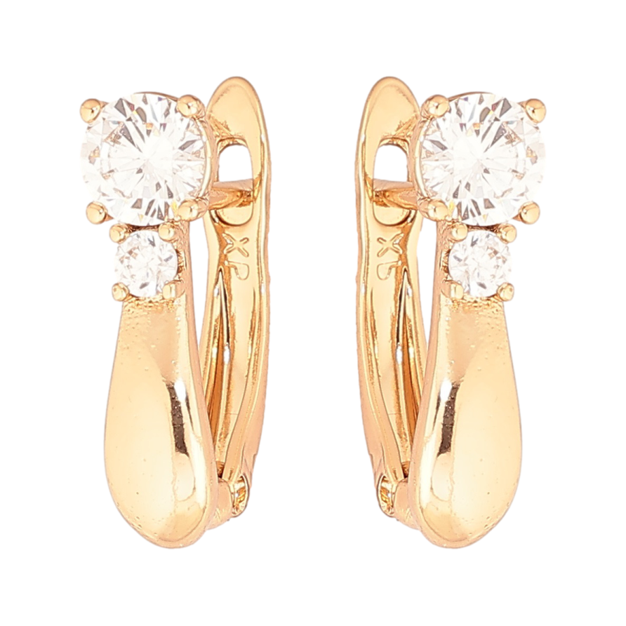 Сережки Xuping Позолота 18K англійський замок «Два кристали» фото №1