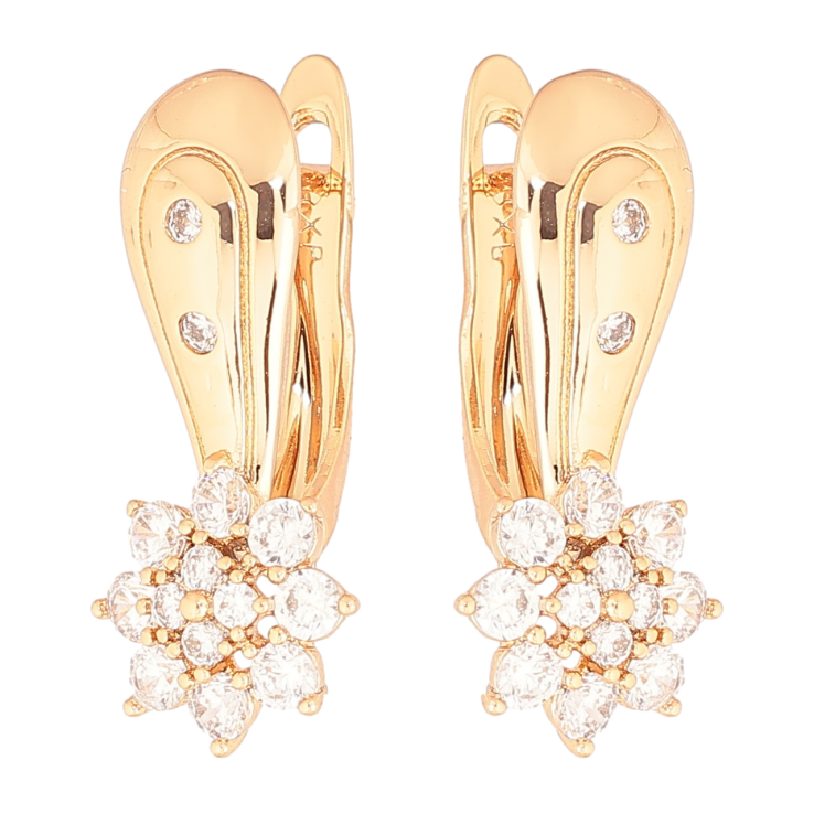 Сережки Xuping Позолота 18K англійський замок «Кришталеві квіточки» фото №3