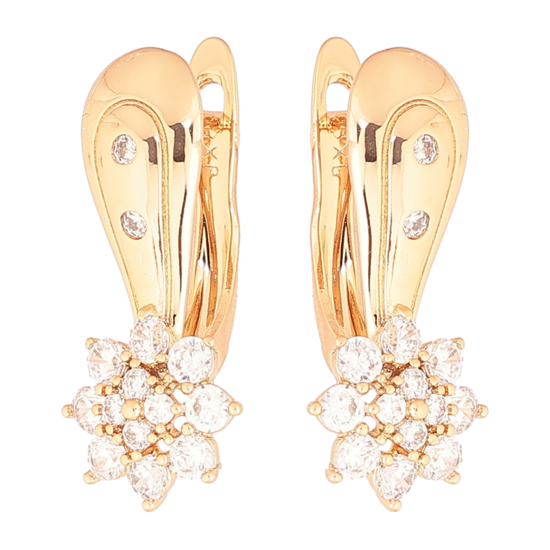 Сережки Xuping Позолота 18K англійський замок «Кришталеві квіточки» фото №1