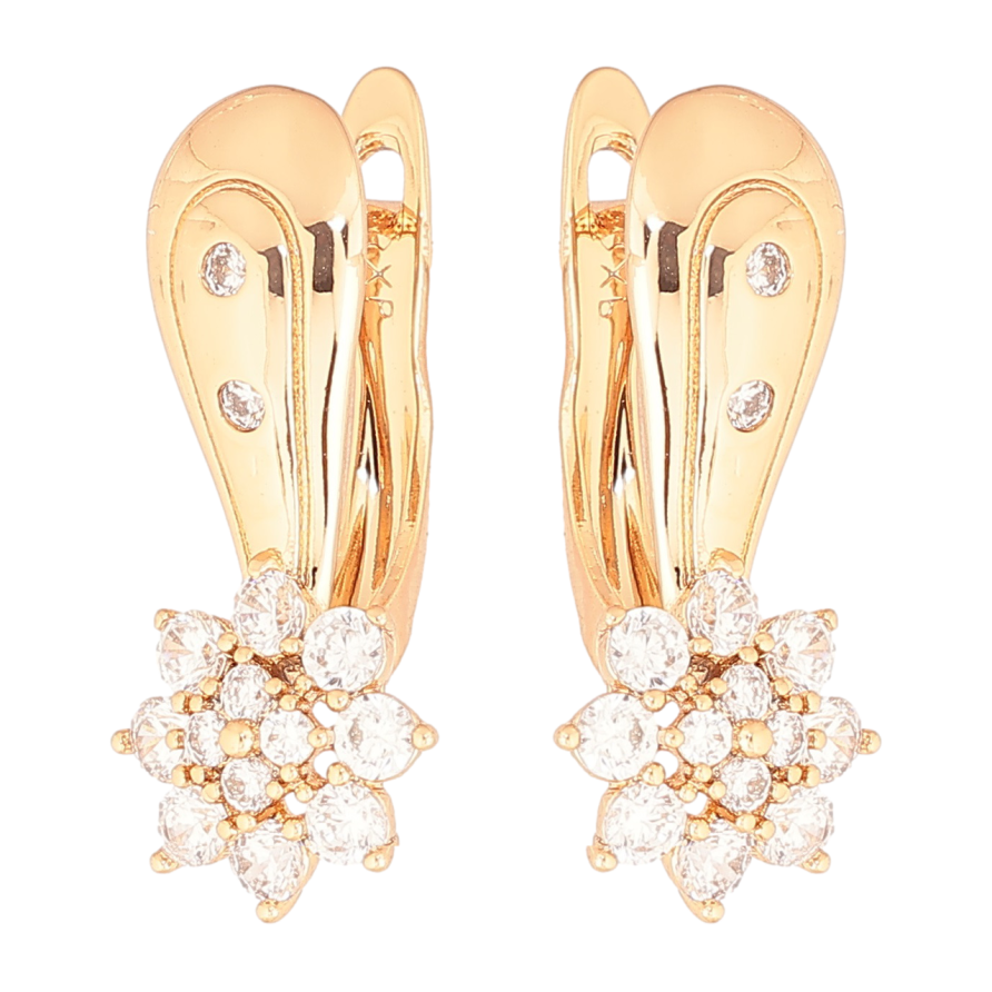 Сережки Xuping Позолота 18K англійський замок «Кришталеві квіточки» фото №1