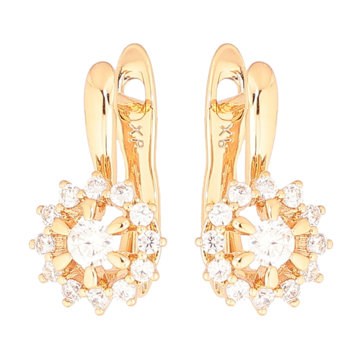 Сережки Xuping Позолота 18K англійський замок «Кришталеві квіточки» фото №4