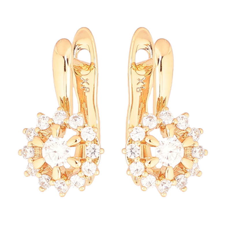 Серьги Xuping Позолота 18K английский замок Кристальные цветочки фото №1