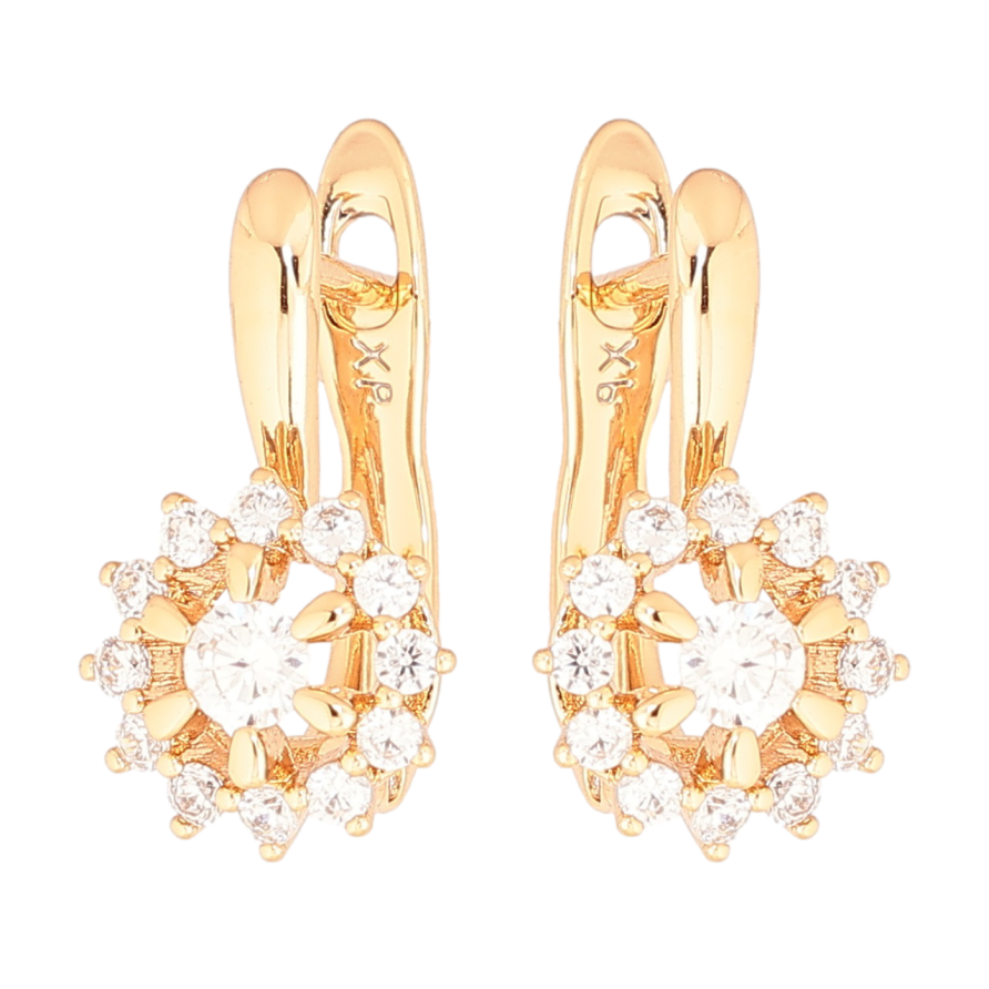 Сережки Xuping Позолота 18K англійський замок «Кришталеві квіточки» фото №1