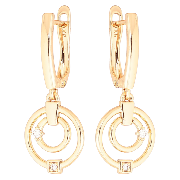 Сережки Xuping Позолота 18K англійський замок «Круглі підвіски з кристалами» фото №12