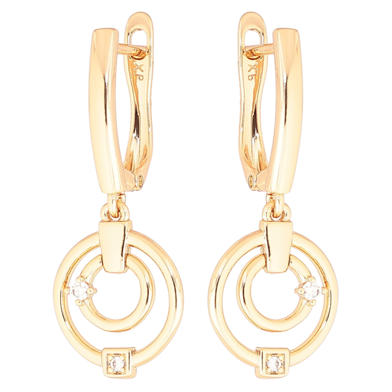 Серьги Xuping Позолота 18K английский замок Круглые подвески с кристаллами фото №1