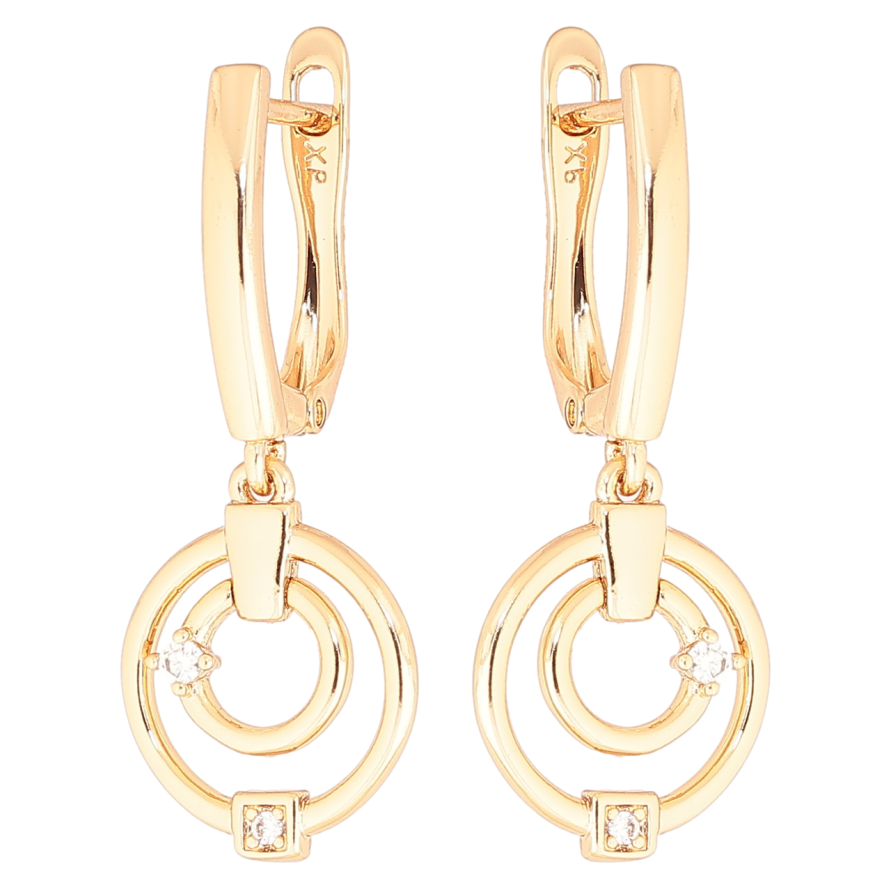 Серьги Xuping Позолота 18K английский замок Круглые подвески с кристаллами фото №1