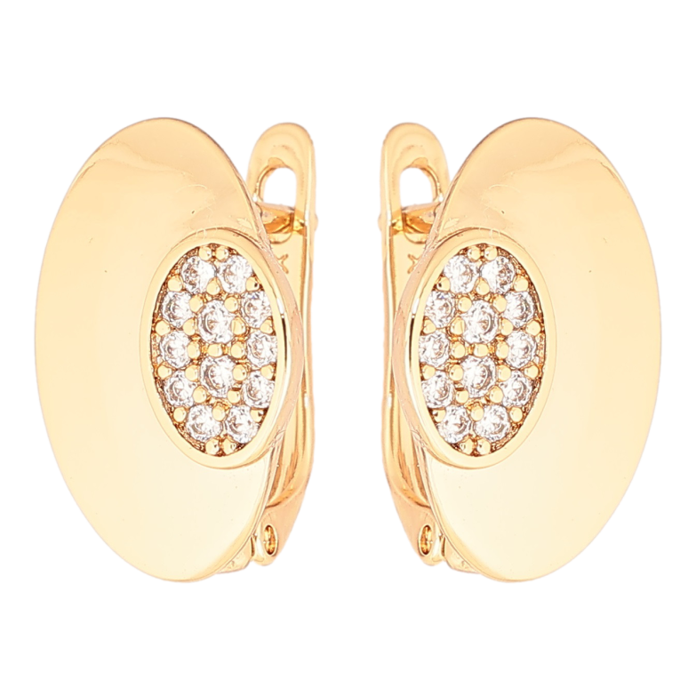 Серьги Xuping Позолота 18K английский замок Овалы с кристаллами фото №1