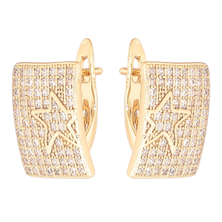 Сережки Xuping Позолота 18K англійський замок «Інкрустація кристалами з візерунком зірки» фото №19