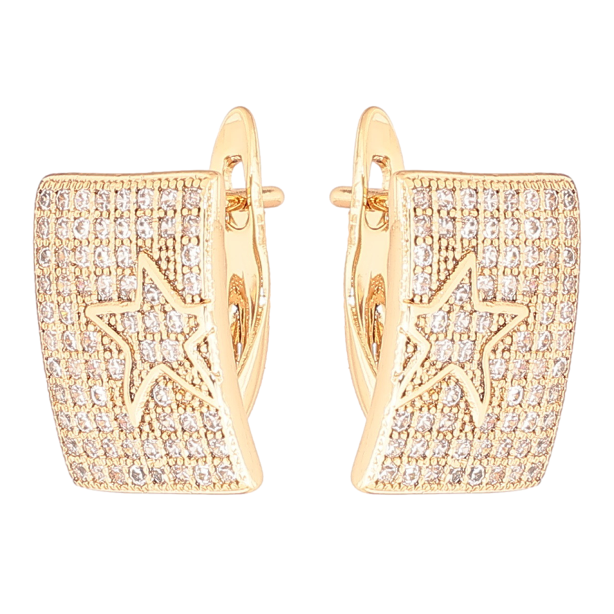 Сережки Xuping Позолота 18K англійський замок «Інкрустація кристалами з візерунком зірки» фото №1