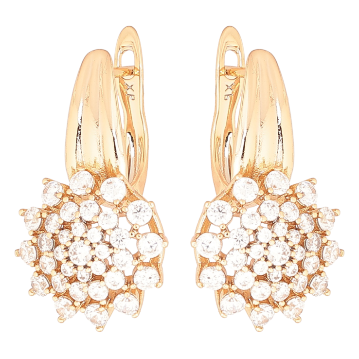 Серьги Xuping Позолота 18K английский замок Кристальные цветочки фото №25