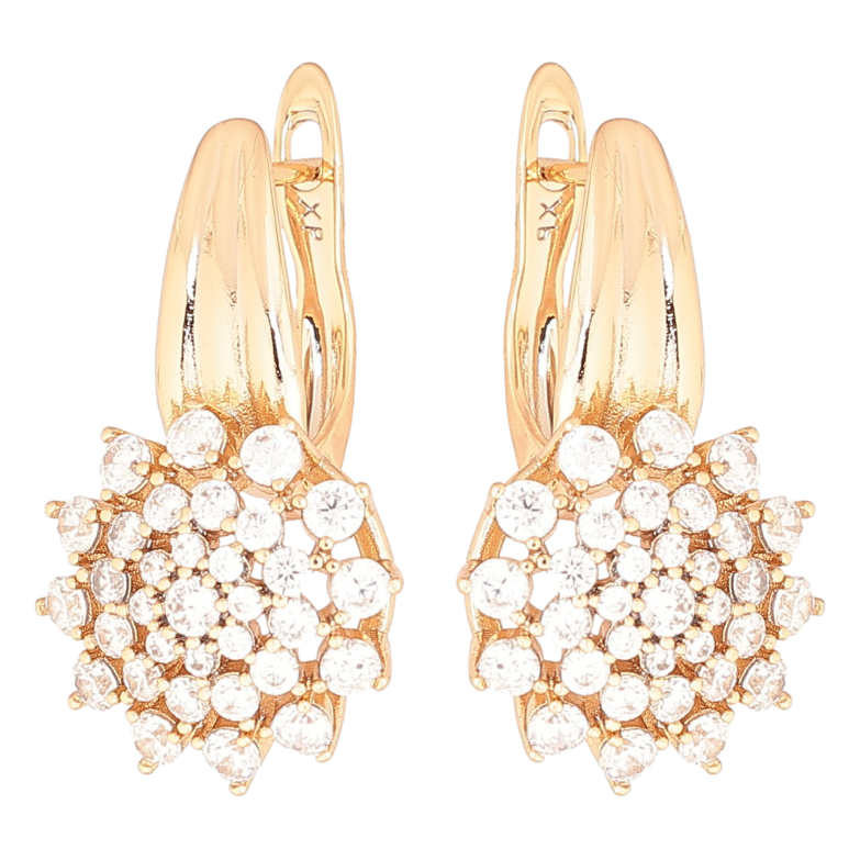 Серьги Xuping Позолота 18K английский замок Кристальные цветочки фото №4