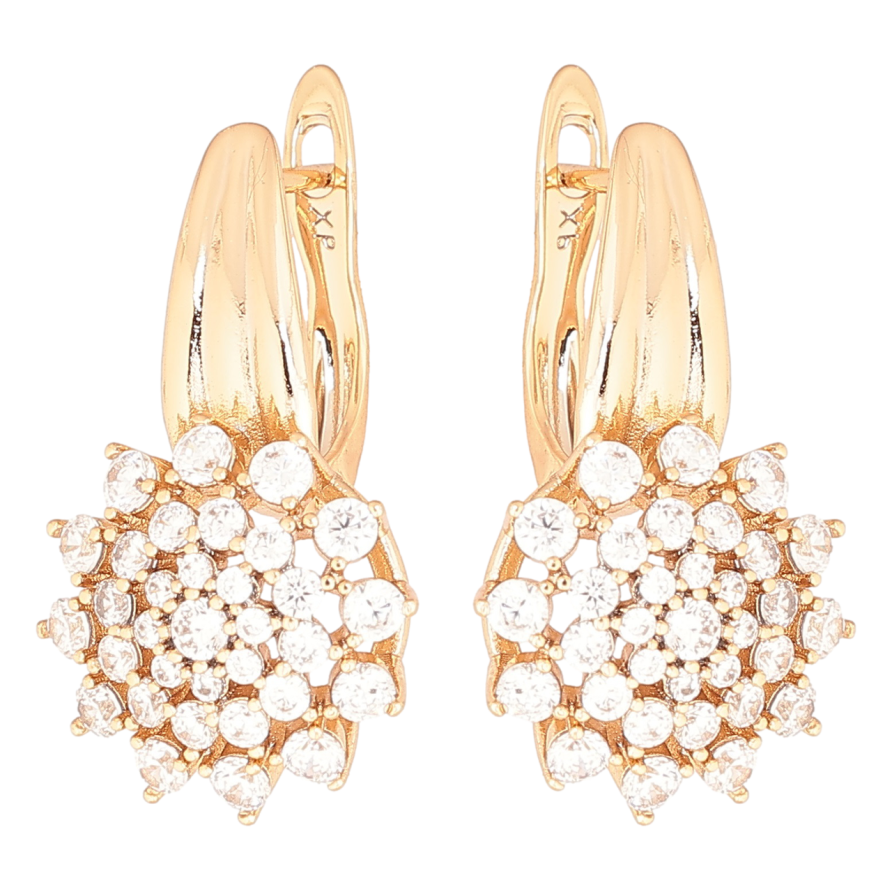 Серьги Xuping Позолота 18K английский замок Кристальные цветочки фото №1