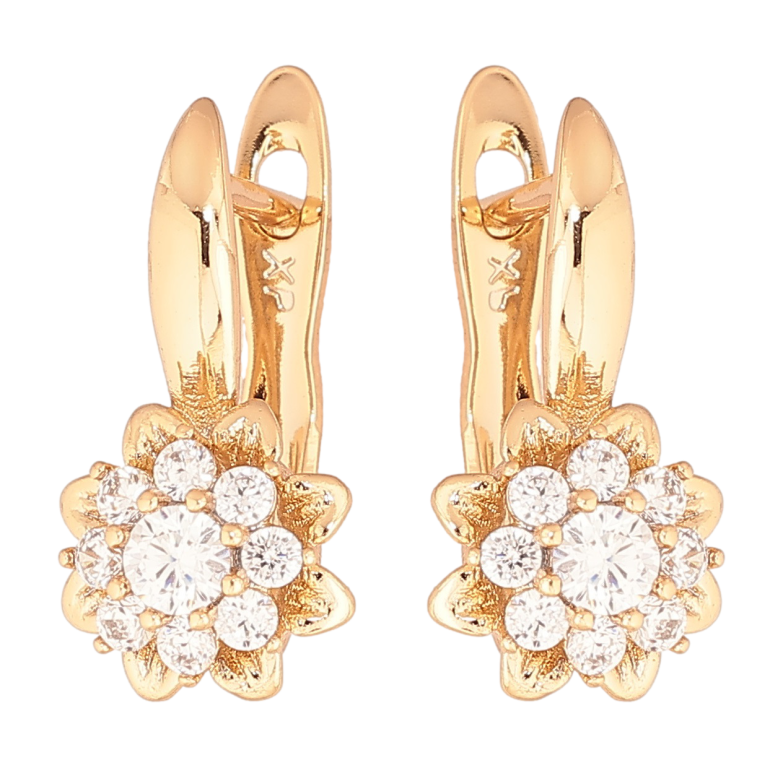 Сережки Xuping Позолота 18K англійський замок «Кришталеві квіточки» фото №1