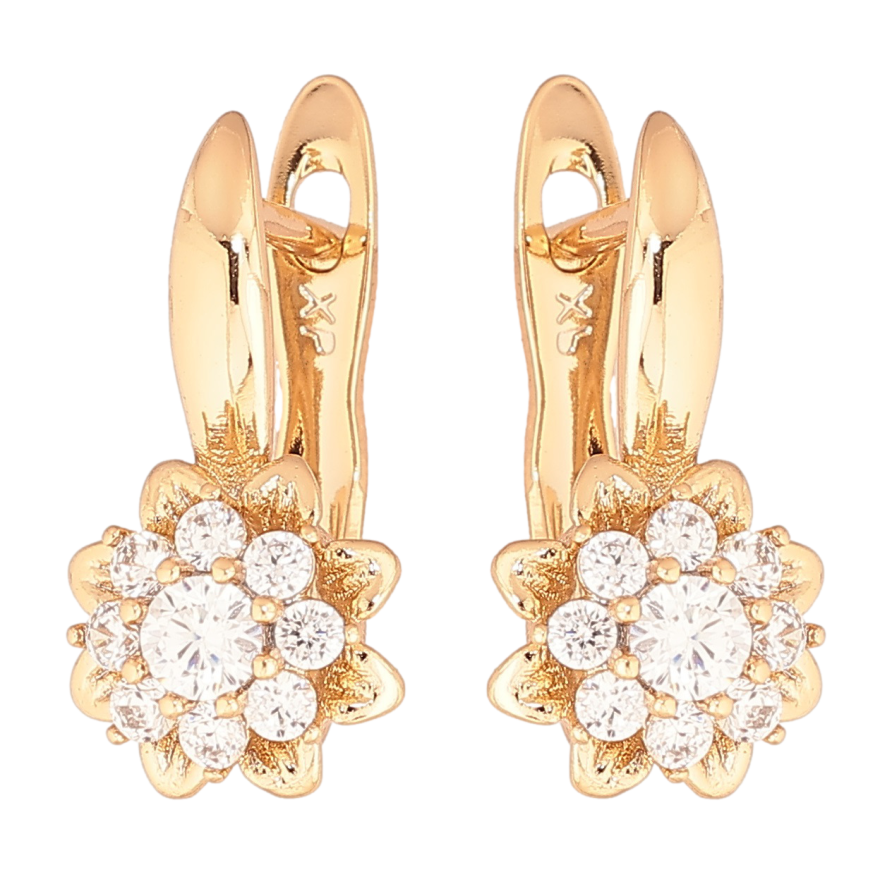 Серьги Xuping Позолота 18K английский замок Кристальные цветочки фото №1