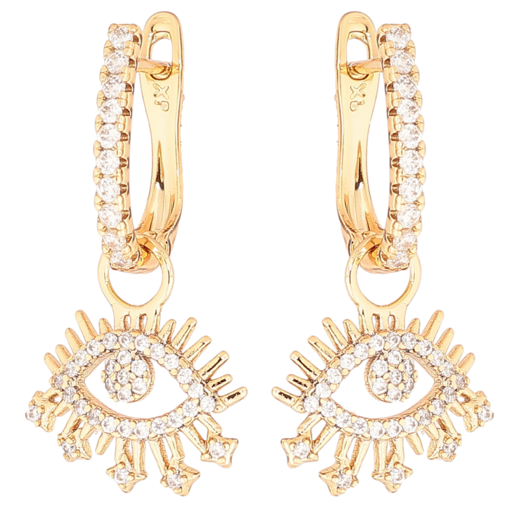 Серьги Xuping Позолота 18K английский замок Кристальные глаза 2 в 1 фото №6