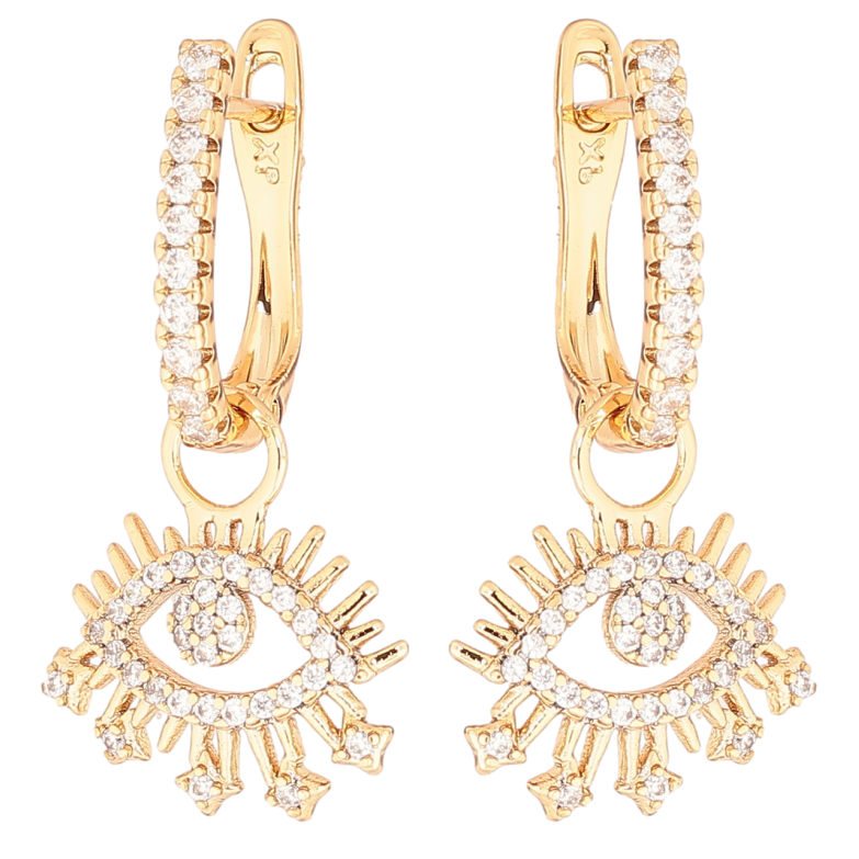 Серьги Xuping Позолота 18K английский замок Кристальные глаза 2 в 1 фото №1