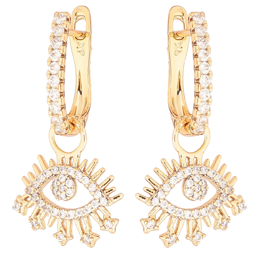 Серьги Xuping Позолота 18K английский замок Кристальные глаза 2 в 1 фото №1