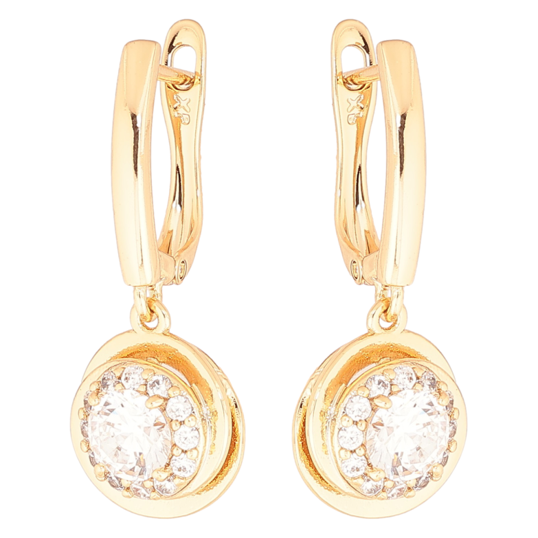 Сережки Xuping Позолота 18K англійський замок «Кришталеві підвіски» фото №1