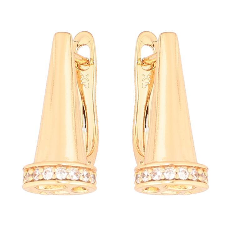 Сережки Xuping Позолота 18K англійський замок «Конуси з кришталевими доріжками» фото №7