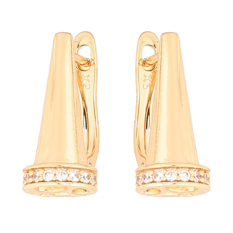 Сережки Xuping Позолота 18K англійський замок «Конуси з кришталевими доріжками» фото №1