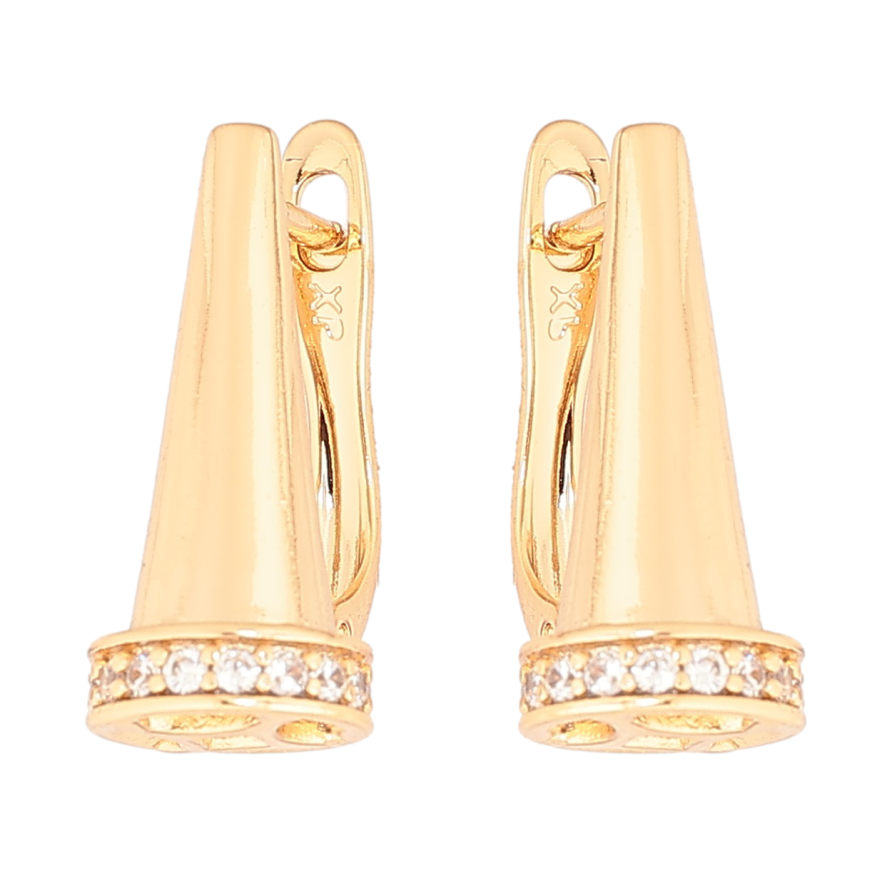 Сережки Xuping Позолота 18K англійський замок «Конуси з кришталевими доріжками» фото №1