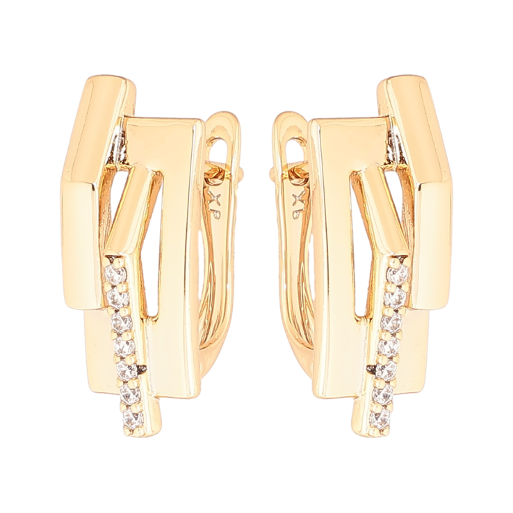 Серьги Xuping Позолота 18K английский замок Декоративный узор с дорожками кристаллов фото №17