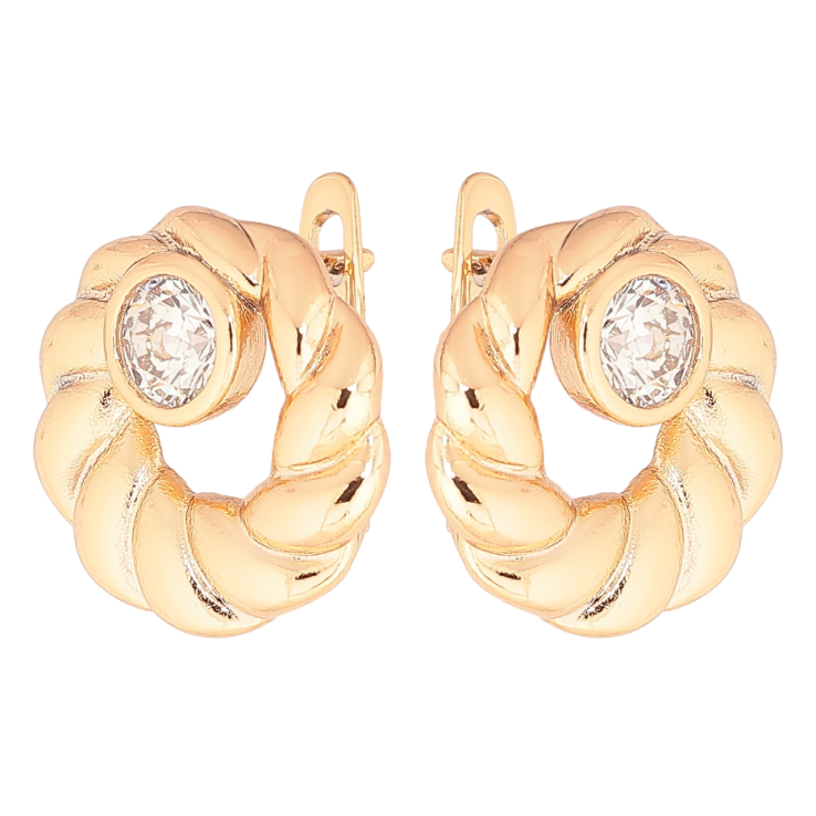 Сережки Xuping Позолота 18K англійський замок «Колечка з кристалами» фото №15