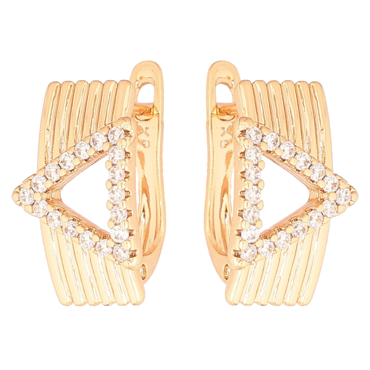 Серьги Xuping Позолота 18K английский замок Узор треугольники с кристаллами фото №22