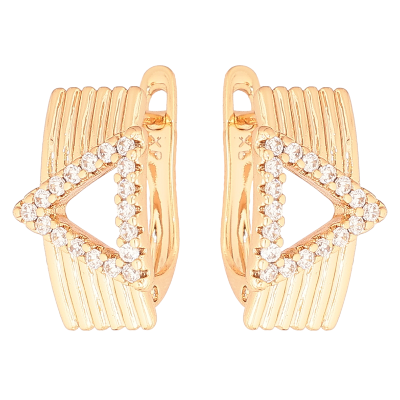 Сережки Xuping Позолота 18K англійський замок «Візерунок трикутники з кристалами» фото №7