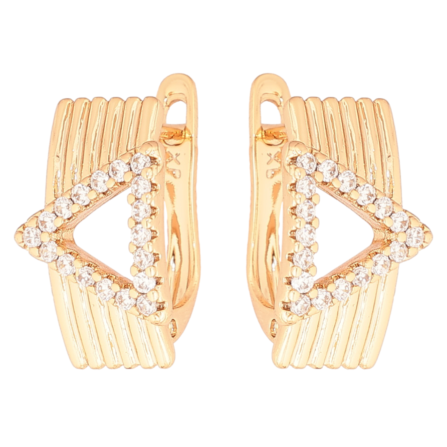 Серьги Xuping Позолота 18K английский замок Узор треугольники с кристаллами фото №1