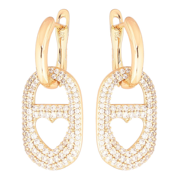 Серьги Xuping Позолота 18K английский замок Овальные подвески с кристаллами 2 в 1 фото №18