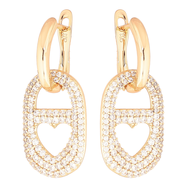 Сережки Xuping Позолота 18K англійський замок «Овальні підвіски з кристалами» 2 в 1 фото №3