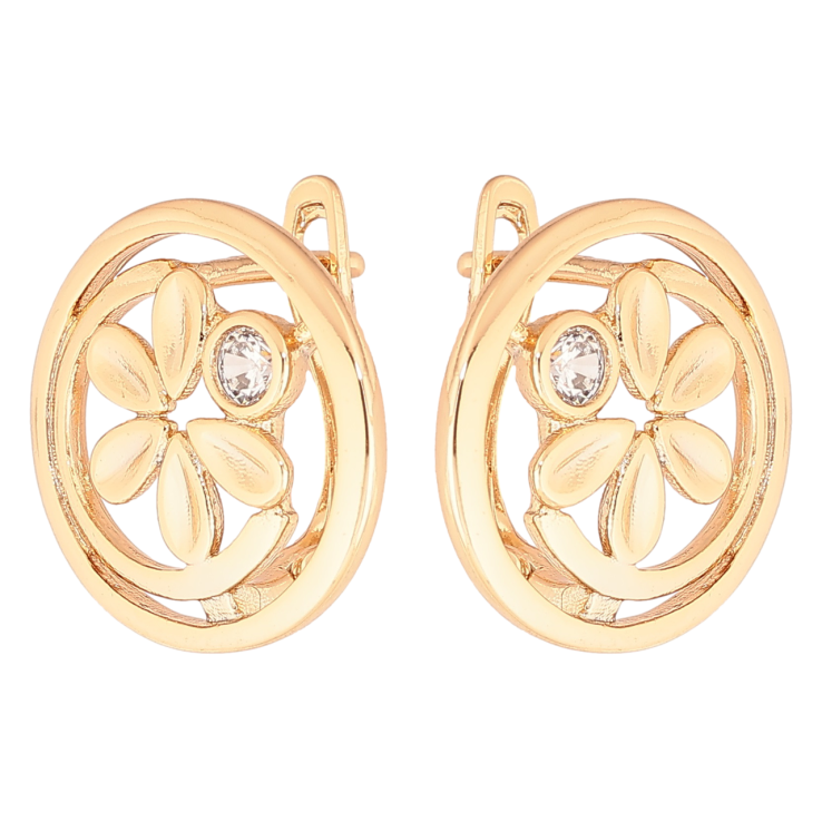 Сережки Xuping Позолота 18K англійський замок «Колечка з квіточками» фото №15