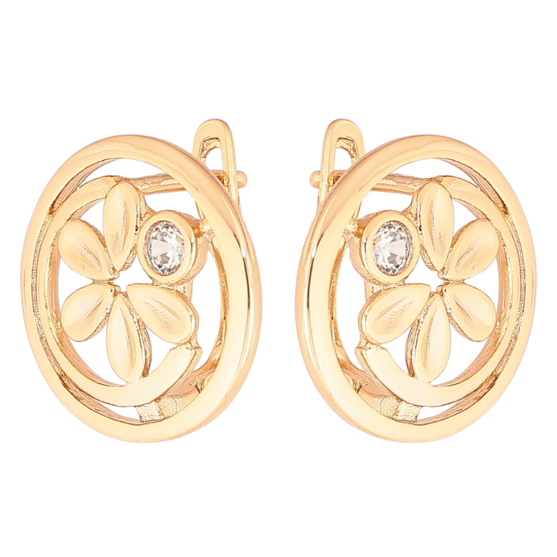 Серьги Xuping Позолота 18K английский замок Колечки с цветочками фото №6