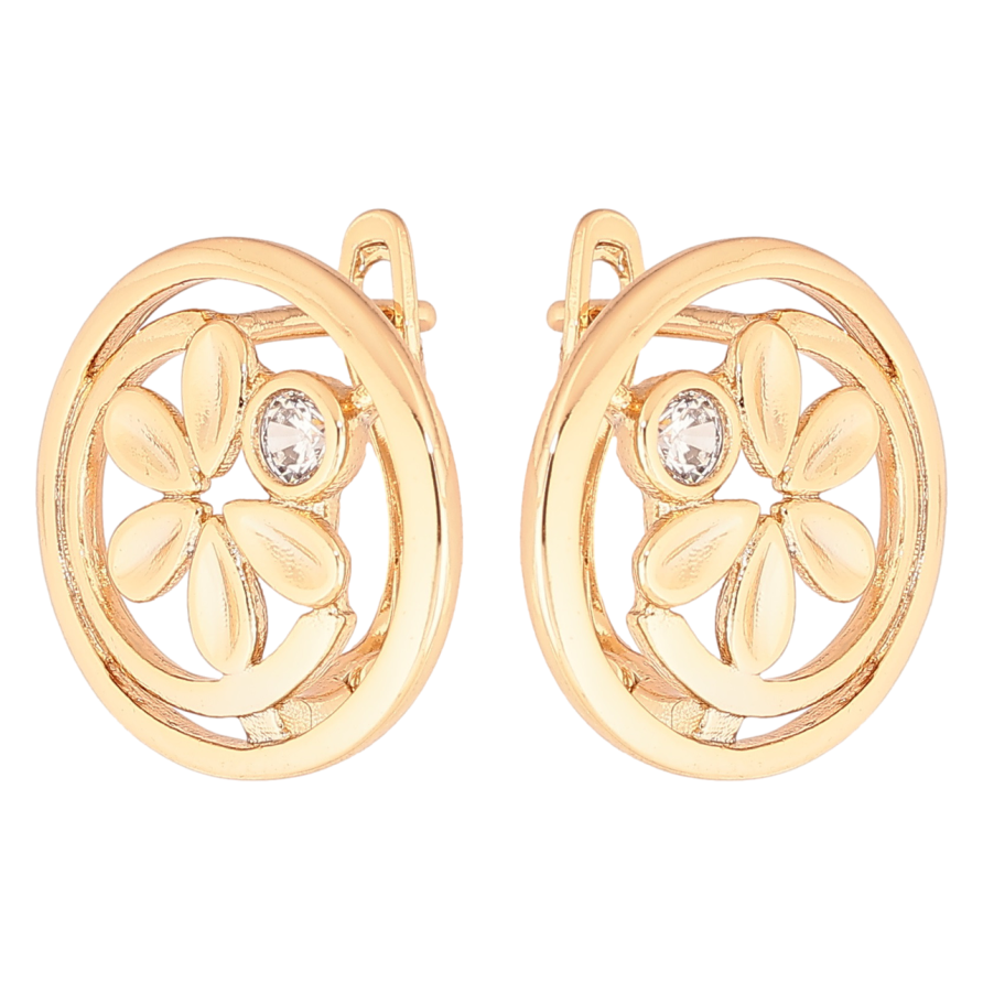 Сережки Xuping Позолота 18K англійський замок «Колечка з квіточками» фото №1