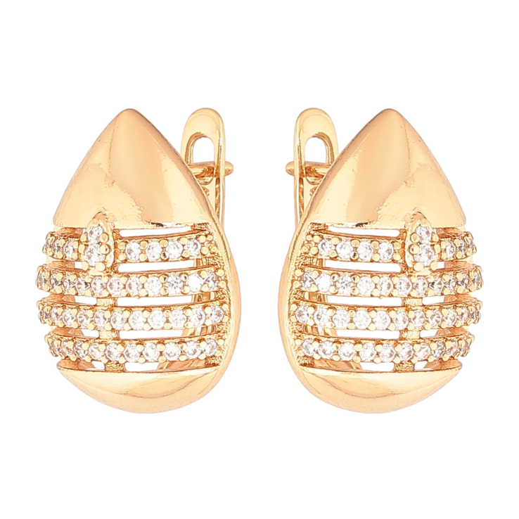 Сережки Xuping Позолота 18K англійський замок «Крапельки з кристалами» фото №6