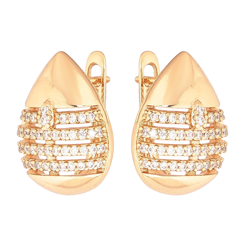 Сережки Xuping Позолота 18K англійський замок «Крапельки з кристалами» фото №1