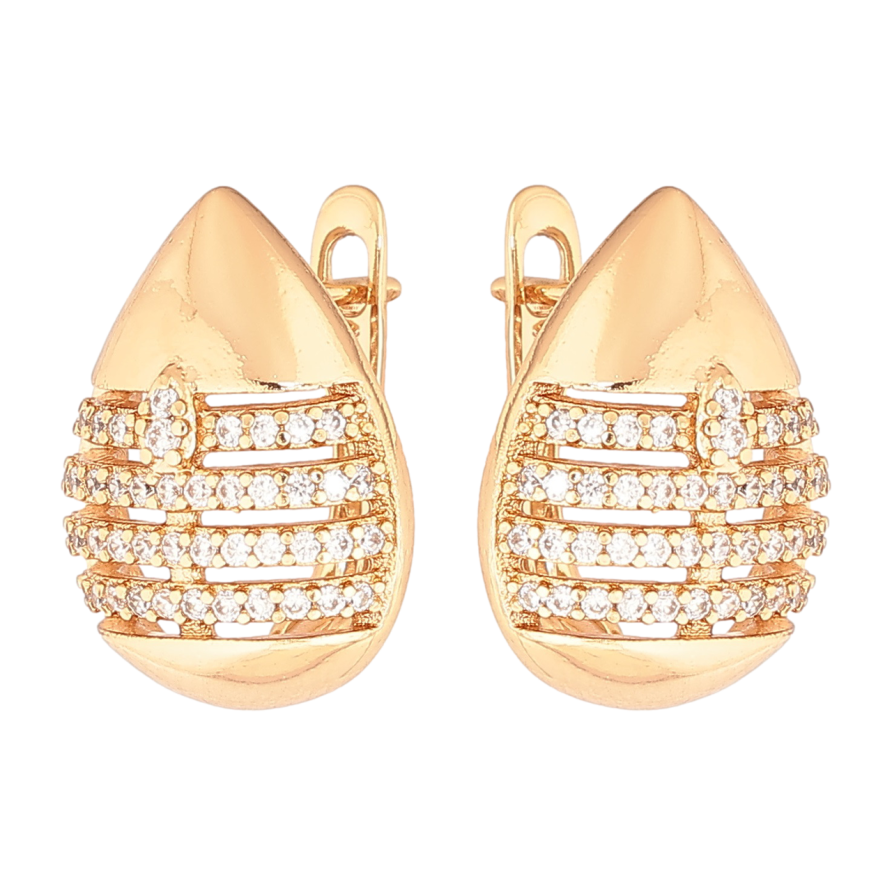 Сережки Xuping Позолота 18K англійський замок «Крапельки з кристалами» фото №1