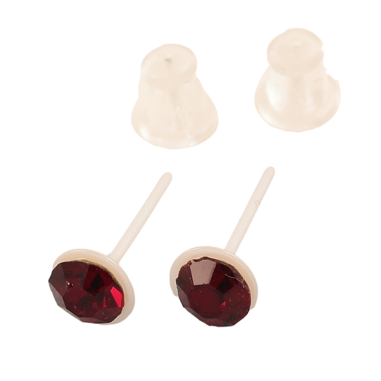 Сережки Xuping TTM Stainless Steel кераміка пусети «Біла кераміка з червоними кристалами» ø 6мм фото №1