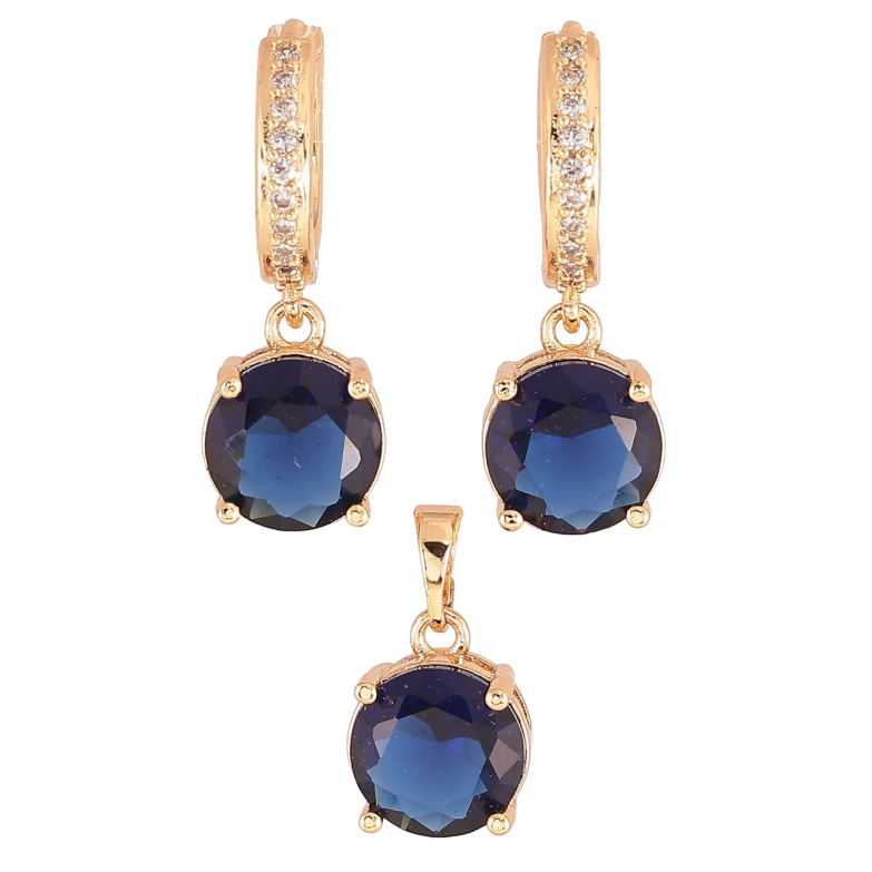 Набір Xuping M&L Колір 18K Сережки Кулон «Сині кристали» ø 10мм фото №1