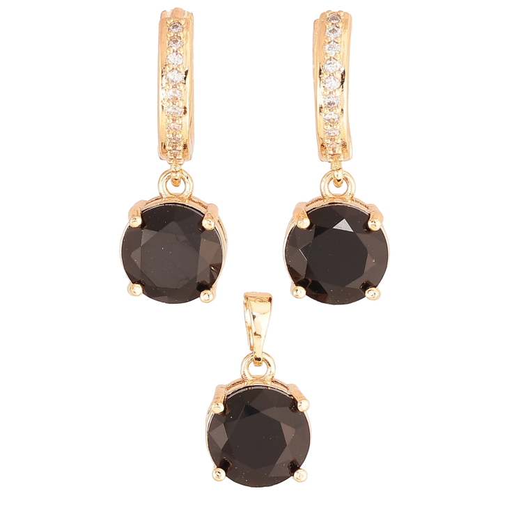 Набір Xuping M&L Колір 18K Сережки Кулон «Чорні кристали» ø 10мм фото №18 Набір Xuping M&L Колір 18K Сережки Кулон «Чорні кристали» ø 10мм фото №18