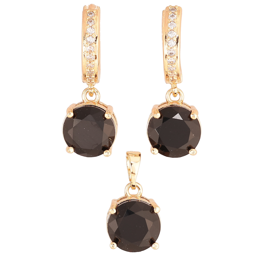 Набір Xuping M&L Колір 18K Сережки Кулон «Чорні кристали» ø 10мм фото №1