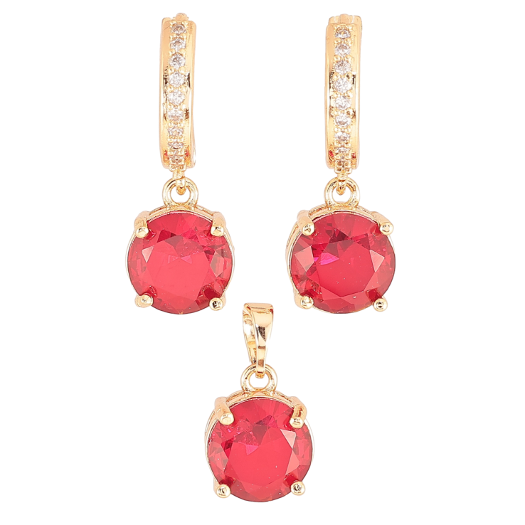 Набір Xuping M&L Колір 18K Сережки Кулон «Червоні кристали» ø 10мм фото №21 Набір Xuping M&L Колір 18K Сережки Кулон «Червоні кристали» ø 10мм фото №21