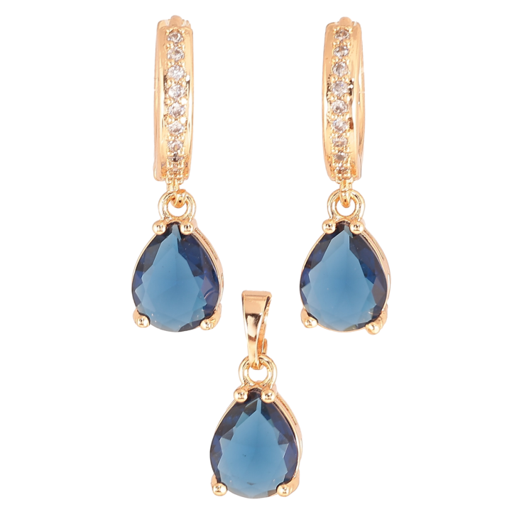 Набір Xuping M&L Колір 18K Сережки Кулон «Сині кристальні крапельки» фото №21 Набір Xuping M&L Колір 18K Сережки Кулон «Сині кристальні крапельки» фото №21